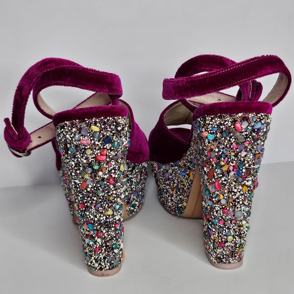 Sophia Webster Havisham Embellished Velvet Platform Sandals Size 38 US 7.5 - Picture 6 of 16